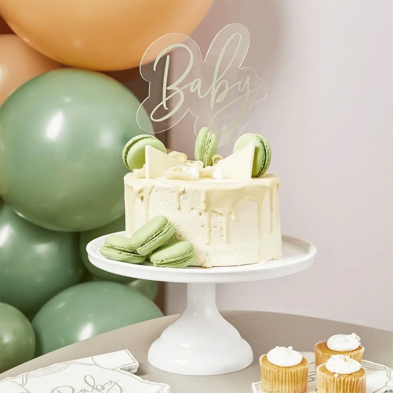 Sage Green Baby Shower Cake Topper