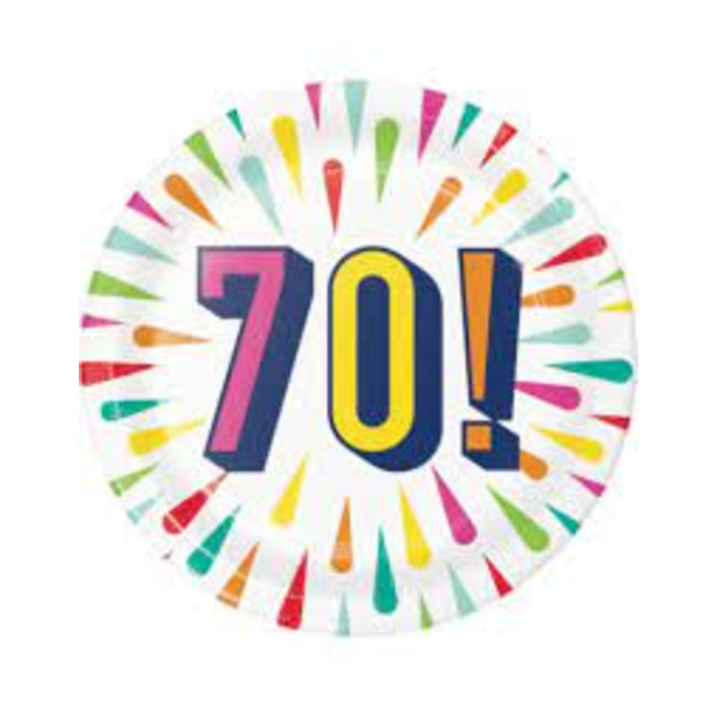70 BIRTHDAY BURST CAKE PLATES