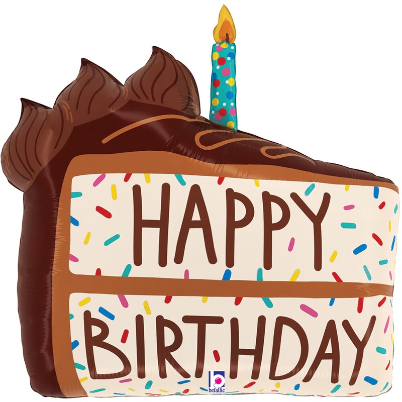 Birthday Chocolate Cake Slice 28" Balloon