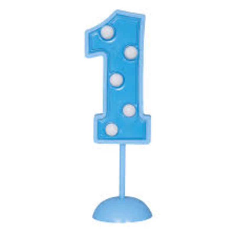 Blue #1 Light Up Cake Decoration