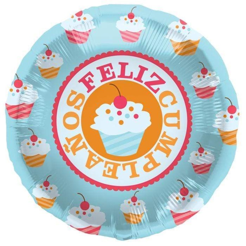 Feliz Cumpleaos Cherry Cupcake 18 Balloon