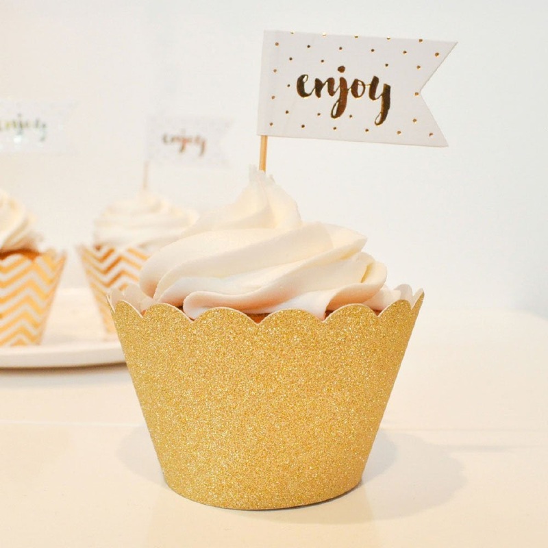 Gold Glitter Cupcake Wrapper pack 12