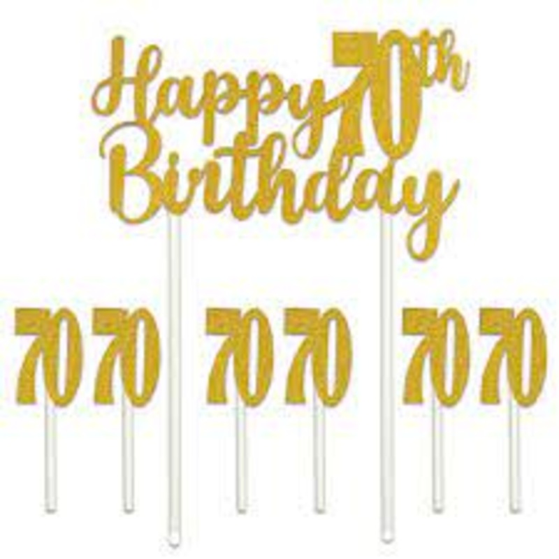 HAPPY 70TH BIRTHDAY CAKE TOPPER