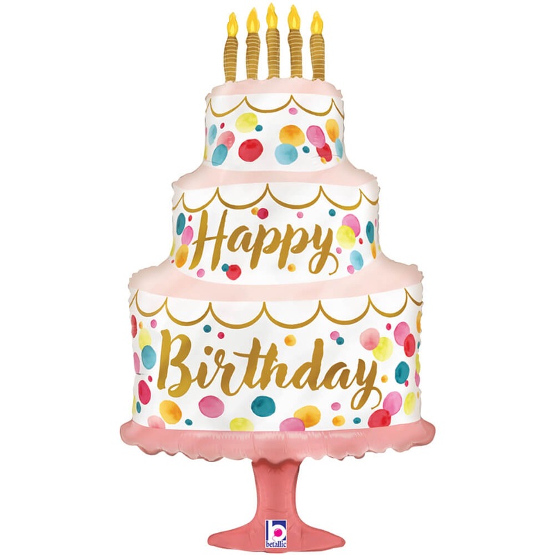 Happy Birthday Cake Pink 33 Balloon