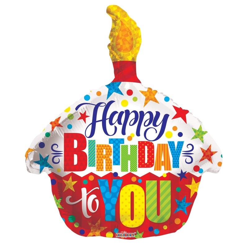 Happy Birthday To You Cupcake With Candle 18 Balloon