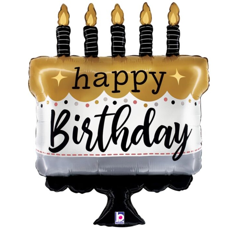 Metallic Happy Birthay Cake 28 Balloon
