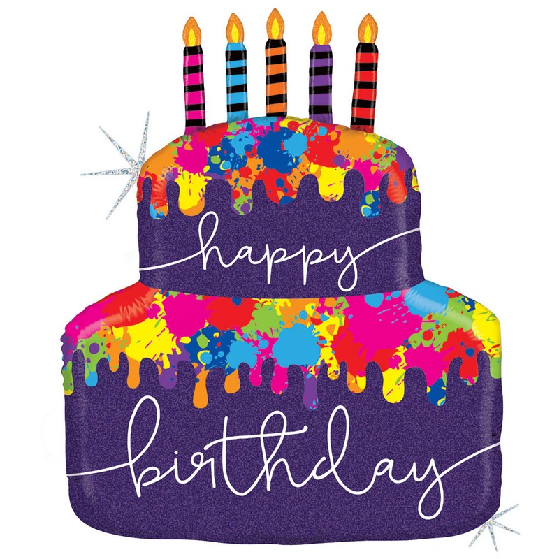Paint Splatter Birthday Cake 30" Balloon