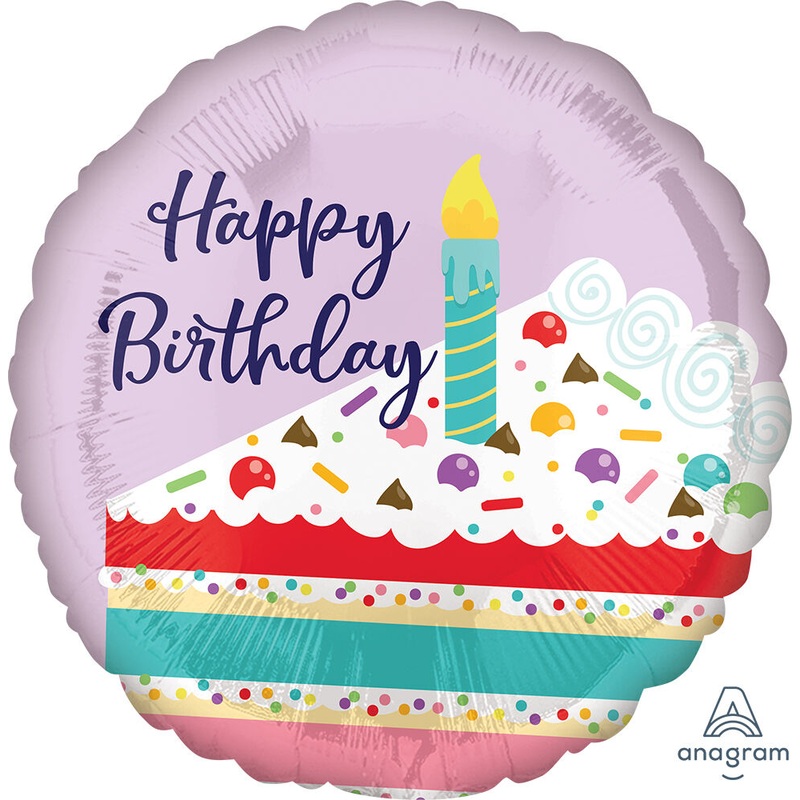 Purple Confetti Birthday Cake 17" Balloon