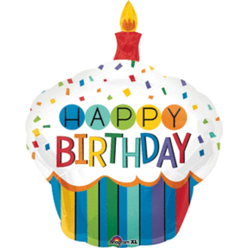 Rainbow Birthday Cupcake 36" Balloon