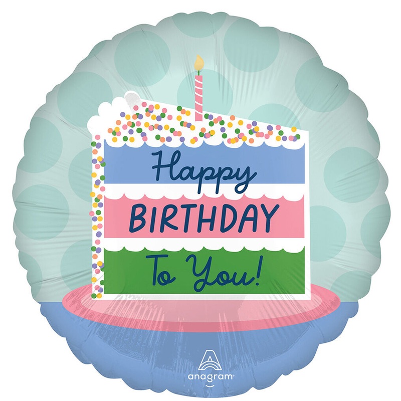 Satin Happy Birthday Cake 18" Balloon
