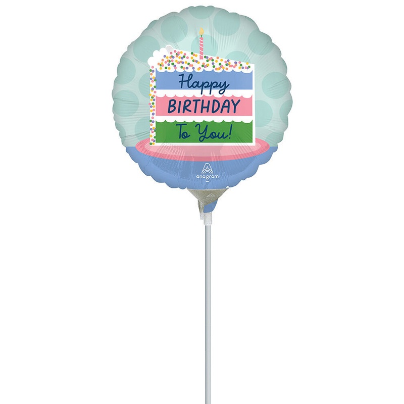 Satin Happy Birthday Cake 9" Air-fill Balloon (requires heat sealing)