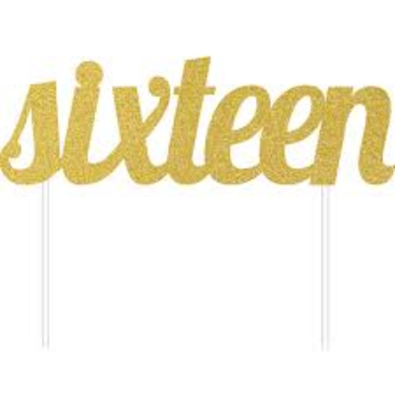 SIXTEEN GOLD CAKE TOPPER