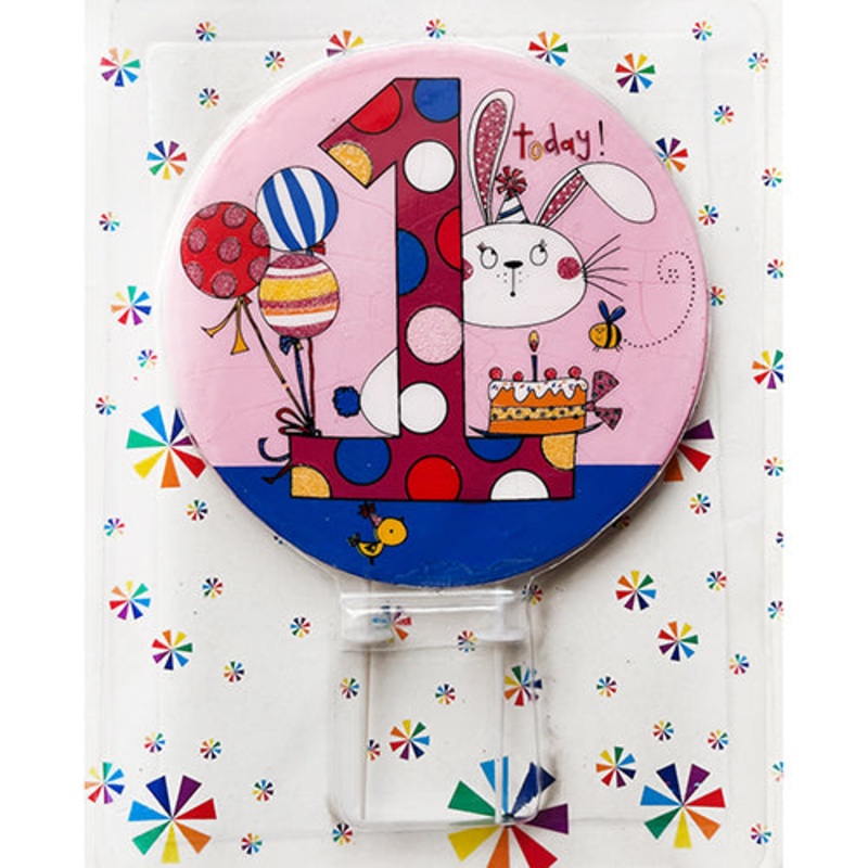 1st Birthday Round Cake Candle [Pink/Blue]