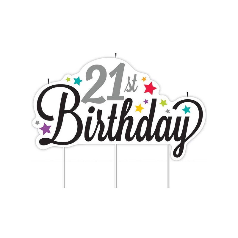 21st Birthday Rainbow Stars Large Birthday Cake Candle