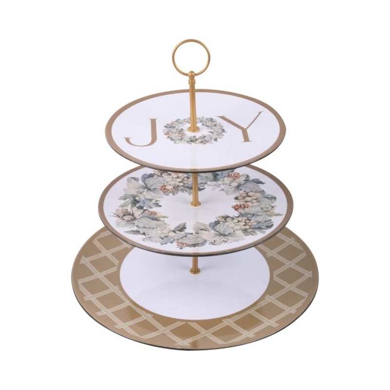 3 Tier Joy Wreath Christmas Cup Cake Snack Stand