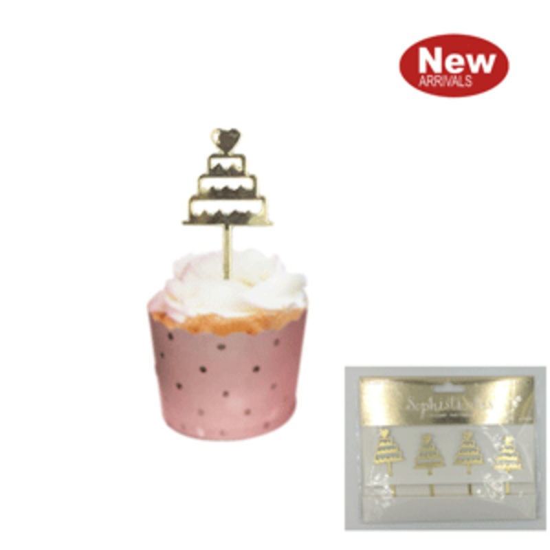 4pk Birthday Cake Topper - Gold