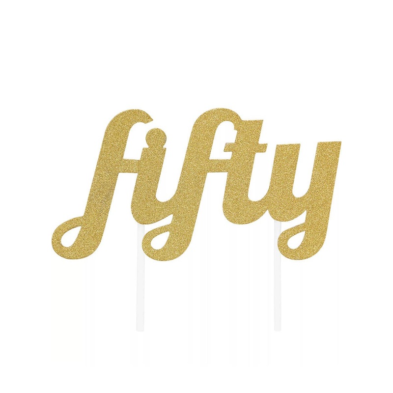 50th Birthday Gold Glitter Fifty Cake Topper