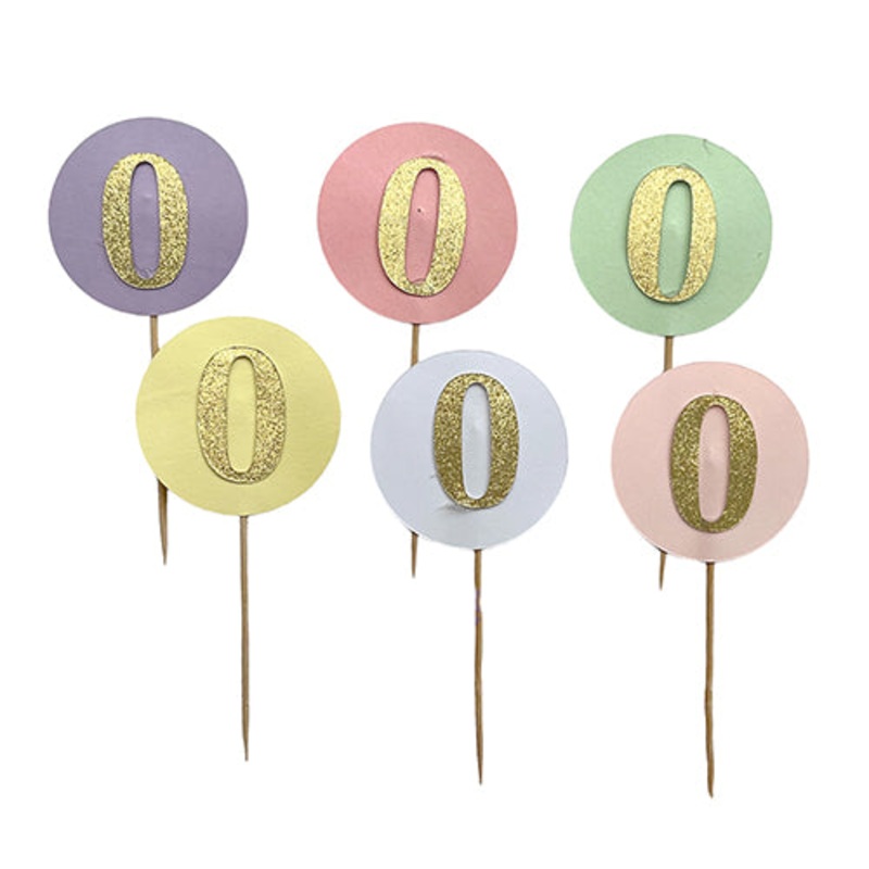 6 PC BIRTHDAY NUMBER CAKE TOPPER (0-9)