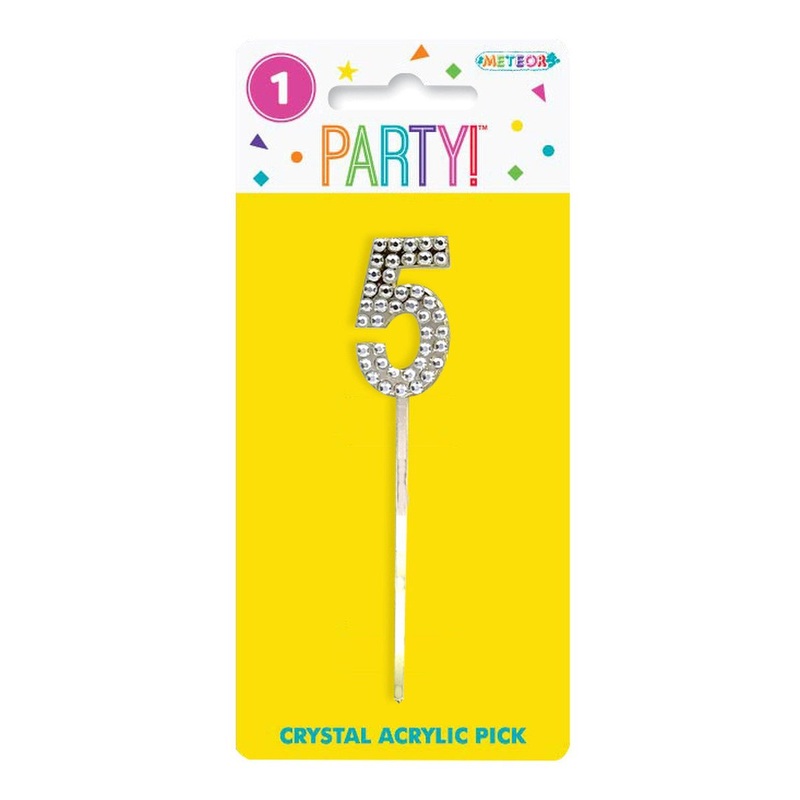 Acrylic Crystal Number Pick Cake Topper - Number 5