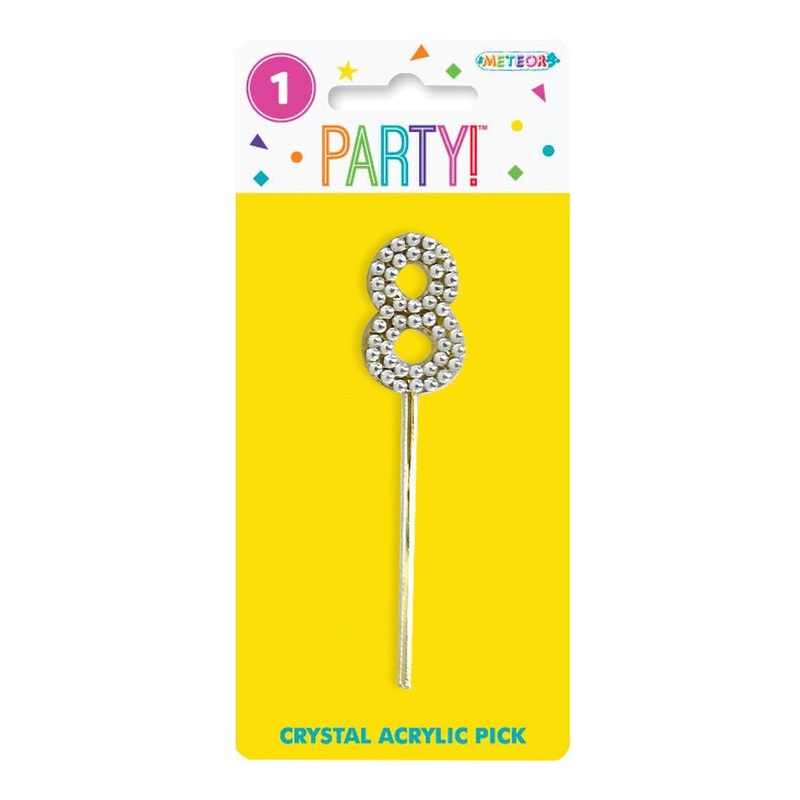 Acrylic Crystal Number Pick Cake Topper - Number 8