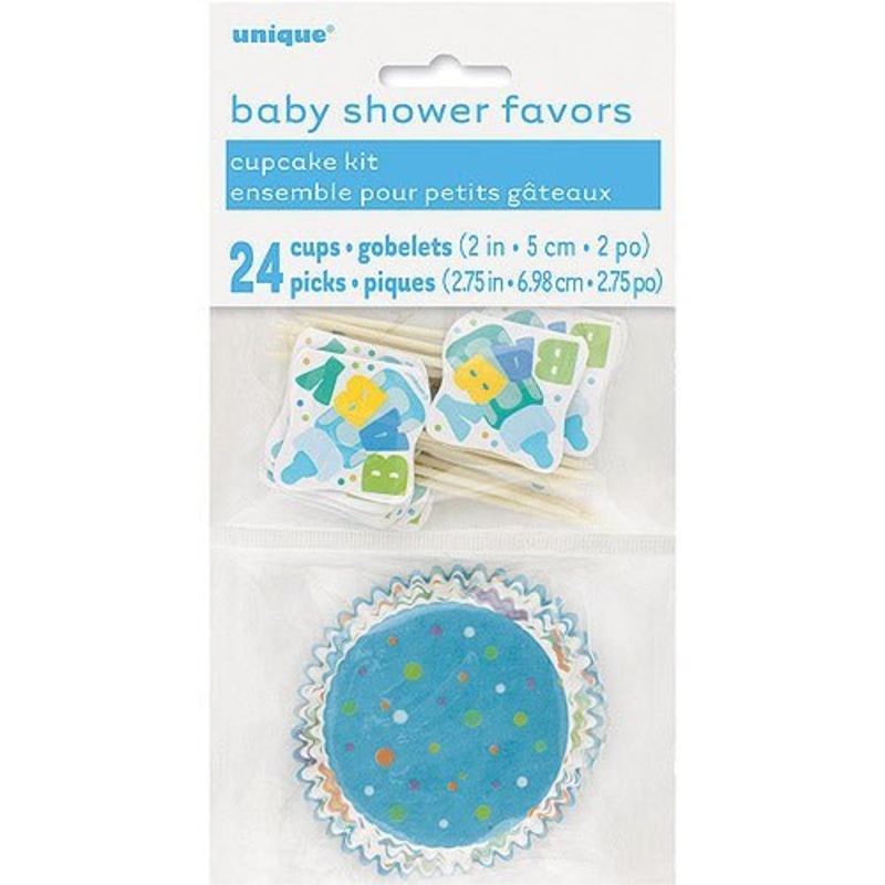 Baby Shower Cupcake Kit (Blue, Pink, Yellow)