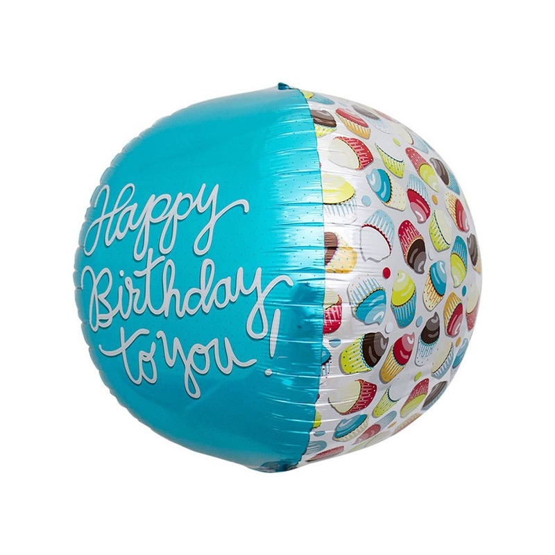 Cupcake Print 45cm Happy Birthday Round Foil Balloon