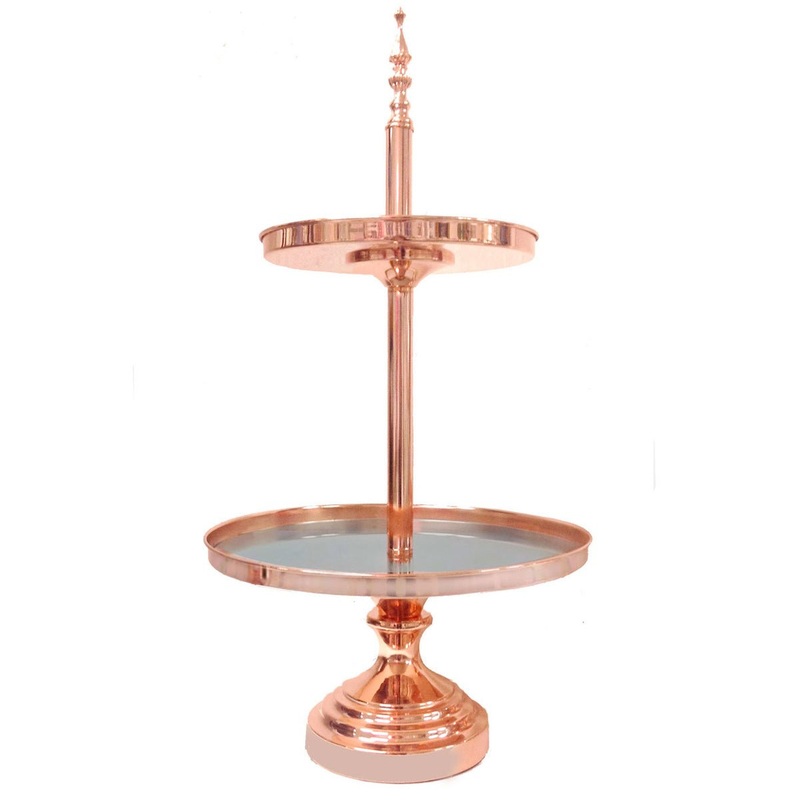 Deluxe Metallic Rose Gold Cup Cake Stand 2 Tier