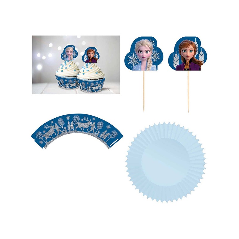 Frozen 2 Pack of 48 Glitter Cupcake Pans and Picks Set