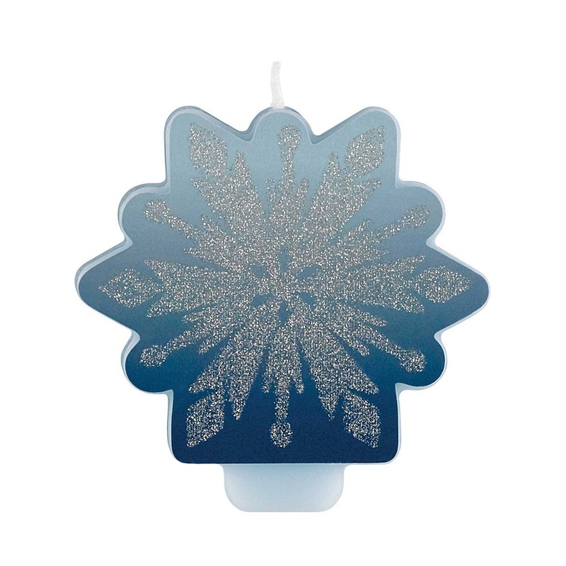 Frozen Blue Glitter Snowflake Birthday Cake Candle