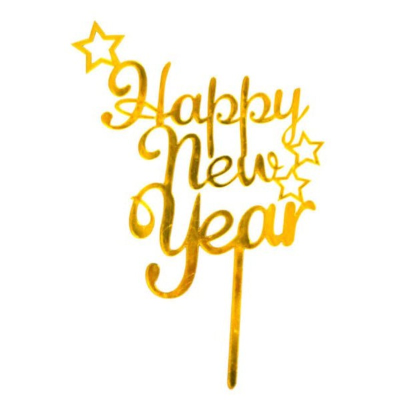 Gold Acrylic Mirror Cake Topper - Happy New Year