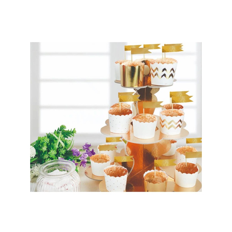 Gold Metallic 3 Tier Cupcake Stand