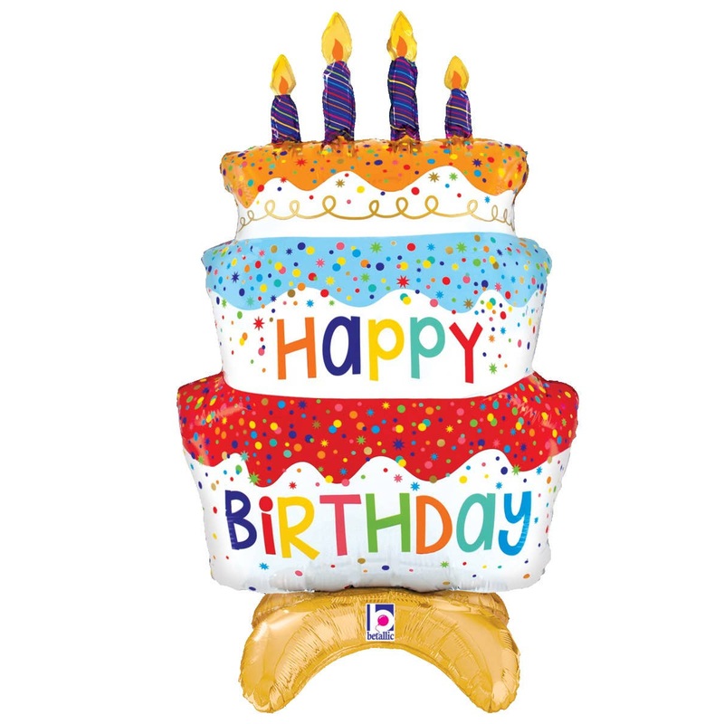 Happy Birthday 74cm Air Filled Standing Cake Foil Balloon