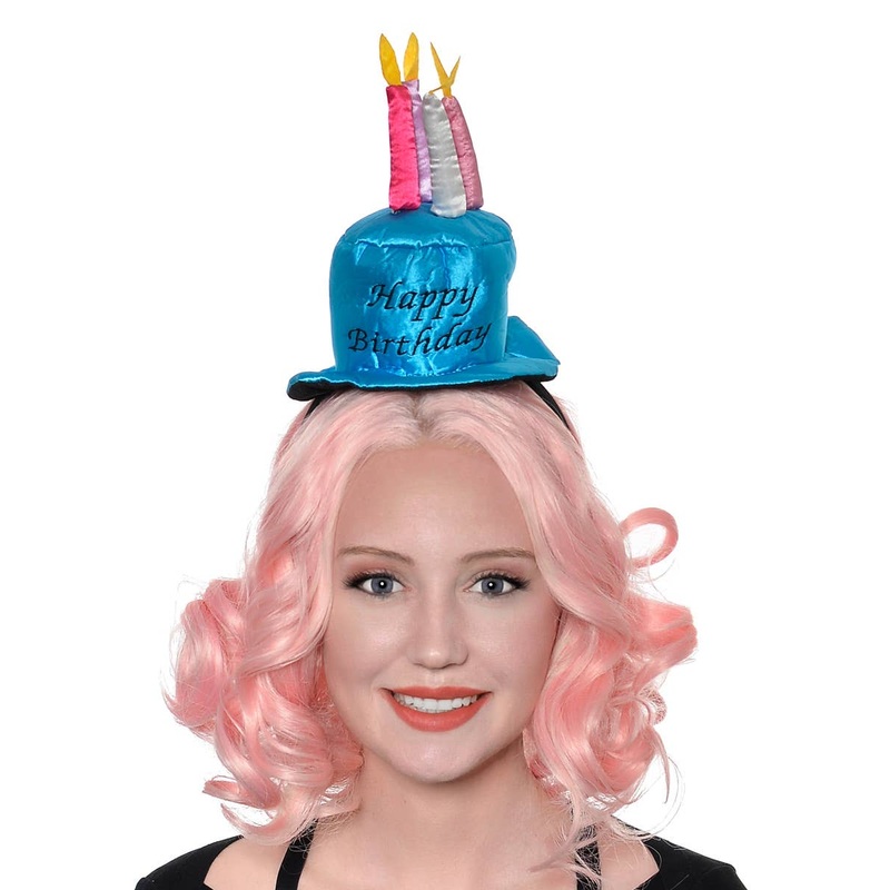 Happy Birthday Blue Cake on Headband Costume Accessory