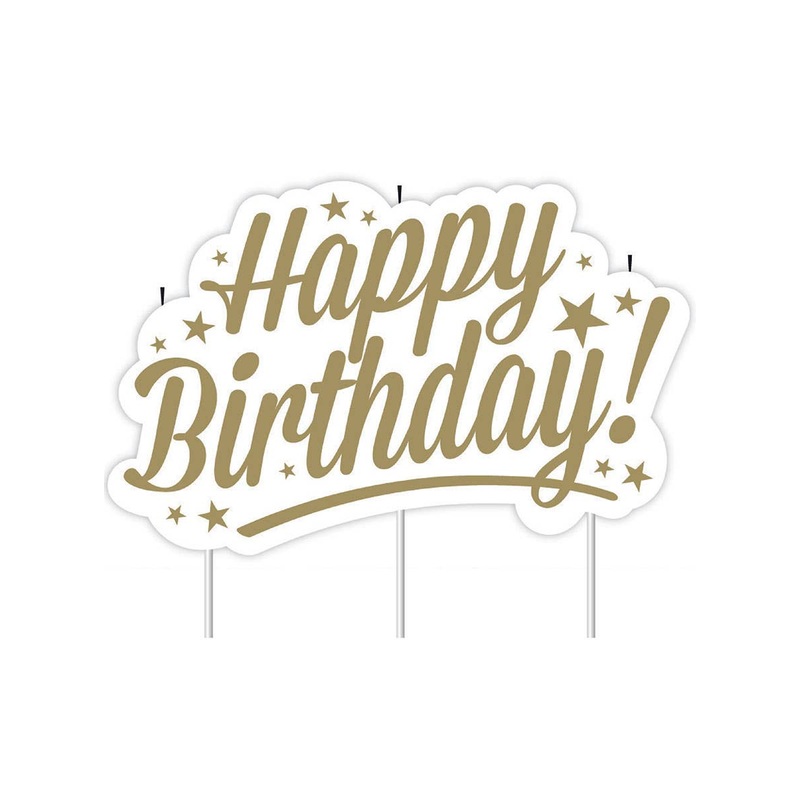 Happy Birthday Gold Stars Birthday Cake Candle