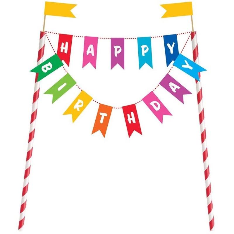 Happy Birthday Paper Banner Cake Topper