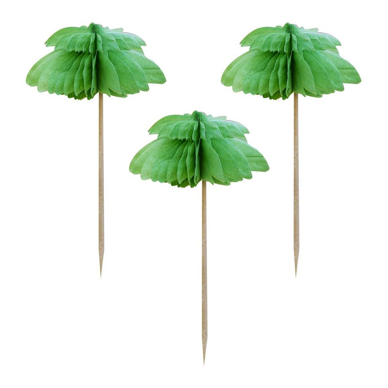 Hawaiian Honeycomb Palm Trees Cupcake Toppers