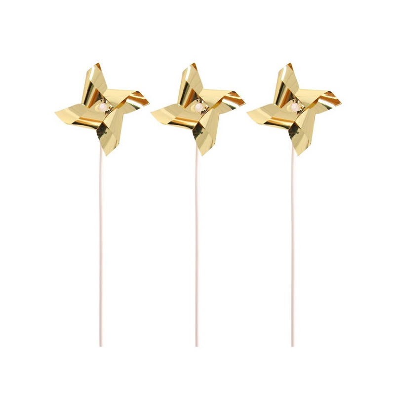 Metallic Gold 6 Pack Windmill Cake Toppers