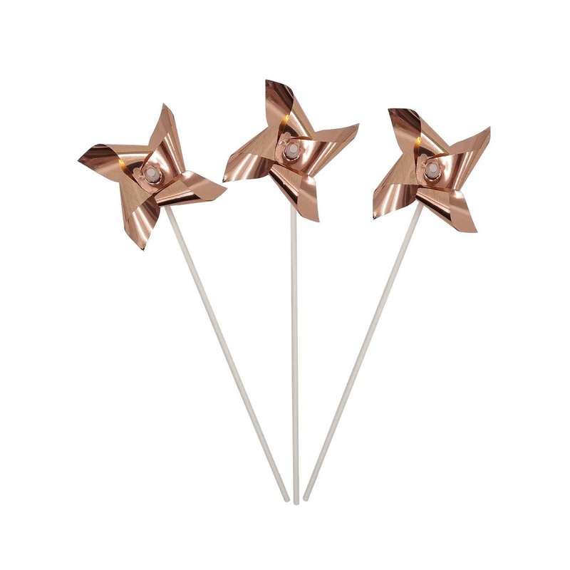 Metallic Rose Gold 6 Pack Windmill Cake Toppers