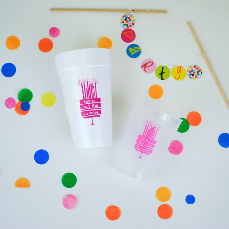 Pink Birthday Cake Foam & Reusable Frosted Cups