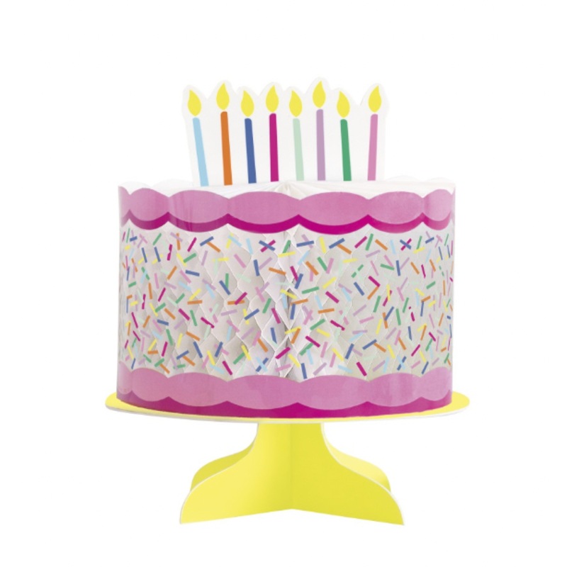 Pink Sprinkles Cake Shaped Honeycomb Centerpiece