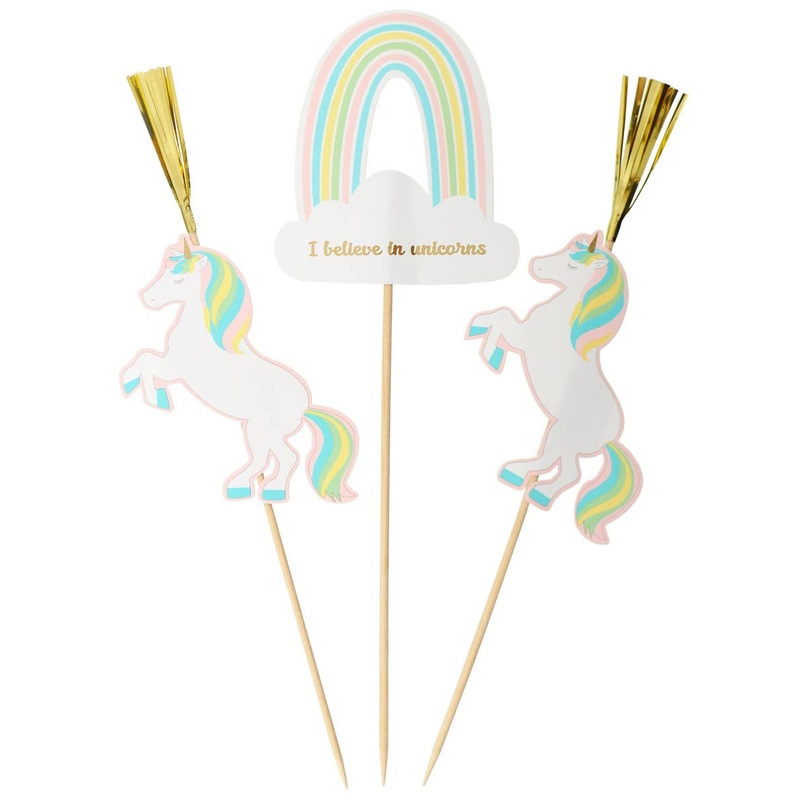 Unicorn Pastel 3 Pack Cake Toppers