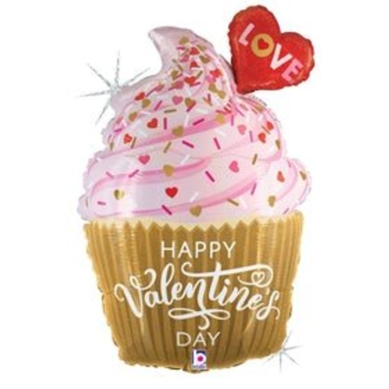 Valentine Golden Cupcake 31" - (Flat). 25152
