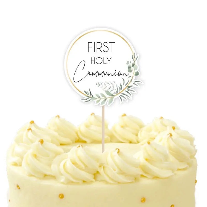 Botanical Celebration First Holy Communion Cake Topper