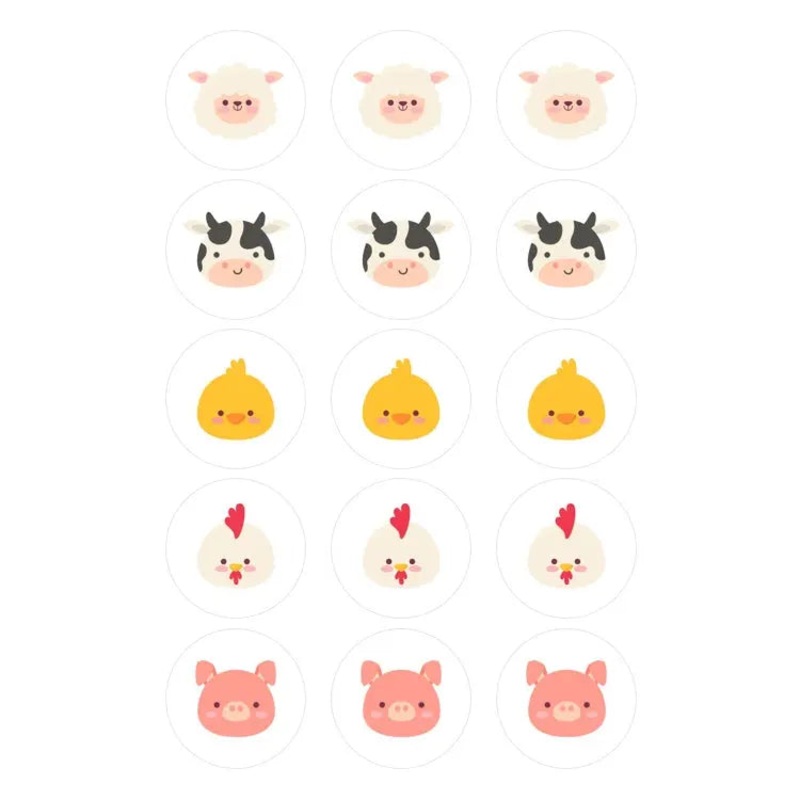 Farm Animal Faces Edible Cupcake Images