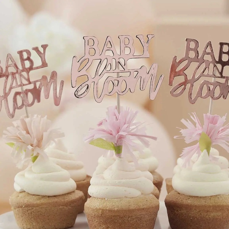 Ginger Ray Baby In Bloom Baby Shower Cupcake Toppers - 12 Pkt