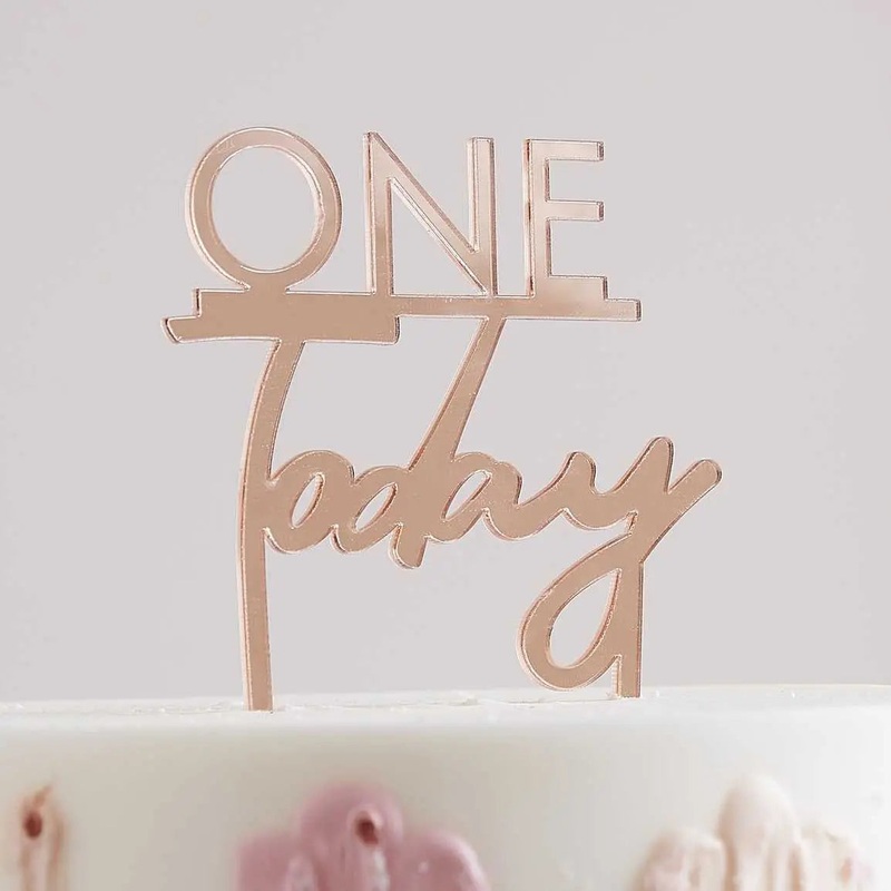 Ginger Ray Rose Gold One Today 1st Birthday Cake Topper