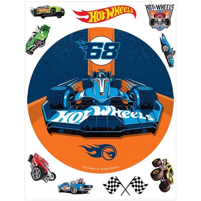 Hot Wheels Edible Cake Image with FREE Edible Icons