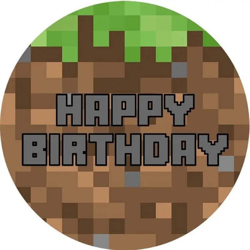 Minecraft Happy Birthday Edible Cake Image