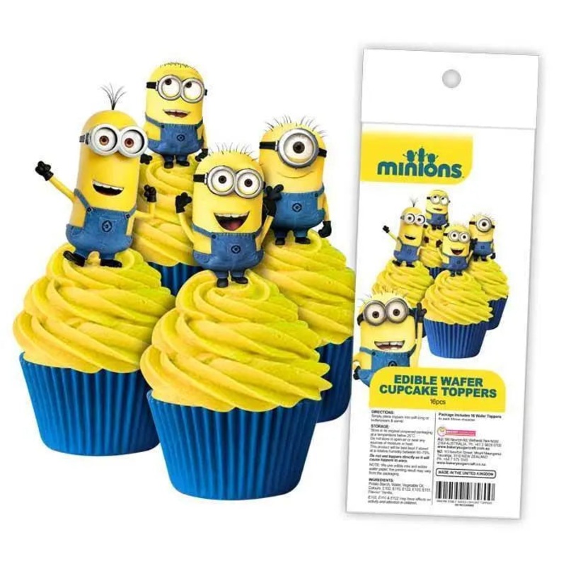 Minion Edible Wafer Cupcake Toppers - 16 Pkt