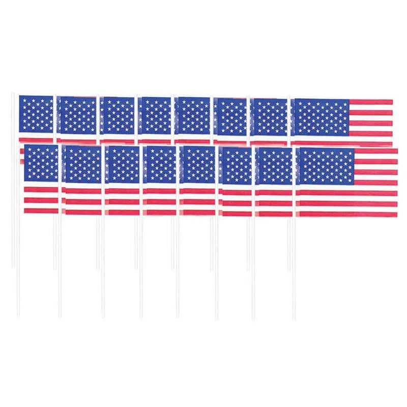 Patriotic American Flag Cupcake Toppers - 120 Pkt
